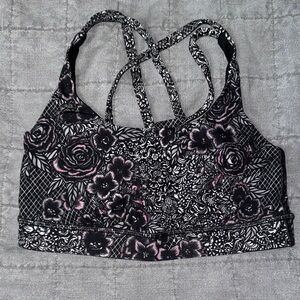 Lululemon Floral Black and Pink Women's Sports Bra